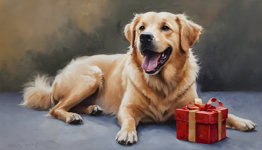 hond met geschenk