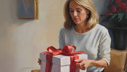 vrouw opent cadeau